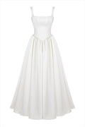 Kara® | Wide straps, corset, solid color maxi dresses, white