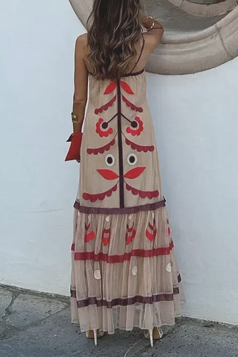 Camila® | Sexy vintage style patchwork sling dresses with geometric print