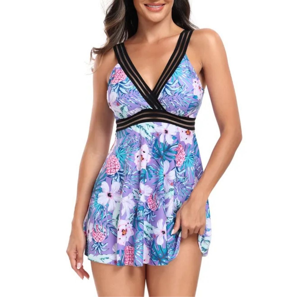 Elise | Women’s Printed V-Neck Swimsuit Dress