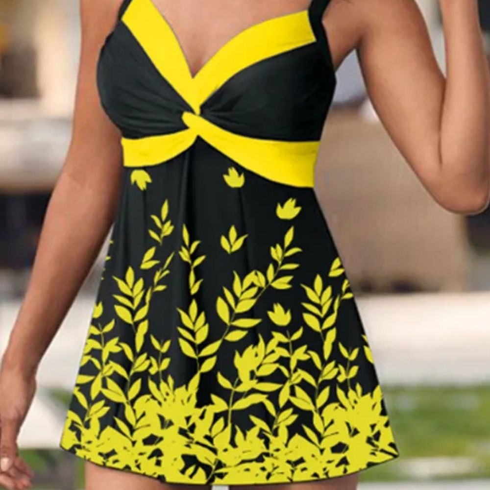 Audrey | Leaf & Flower Print Tankini Set