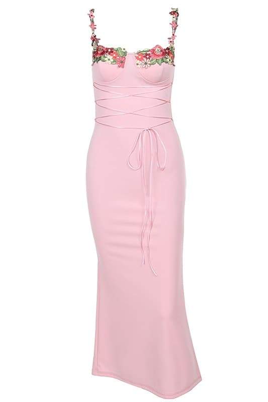 Leonor® | Midi dress with floral embroidery and laces