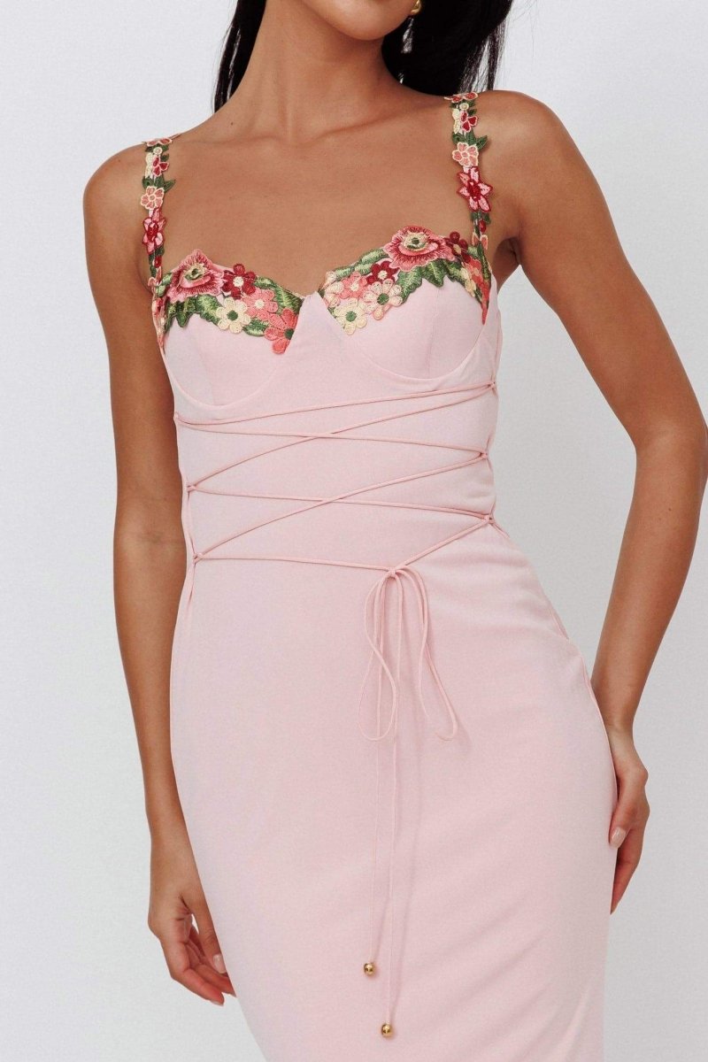 Leonor® | Midi dress with floral embroidery and laces