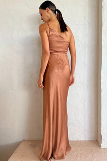 Regina® | One shoulder ruched evening dress with high slit and cami maxi dress