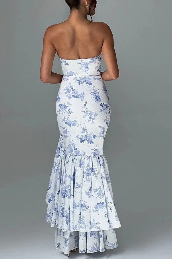 Lindsay® | Sexy off-shoulder maxi dress with a slim fit and irregular hem
