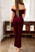 Marcella® | Off shoulder red dahlia velvet party dress