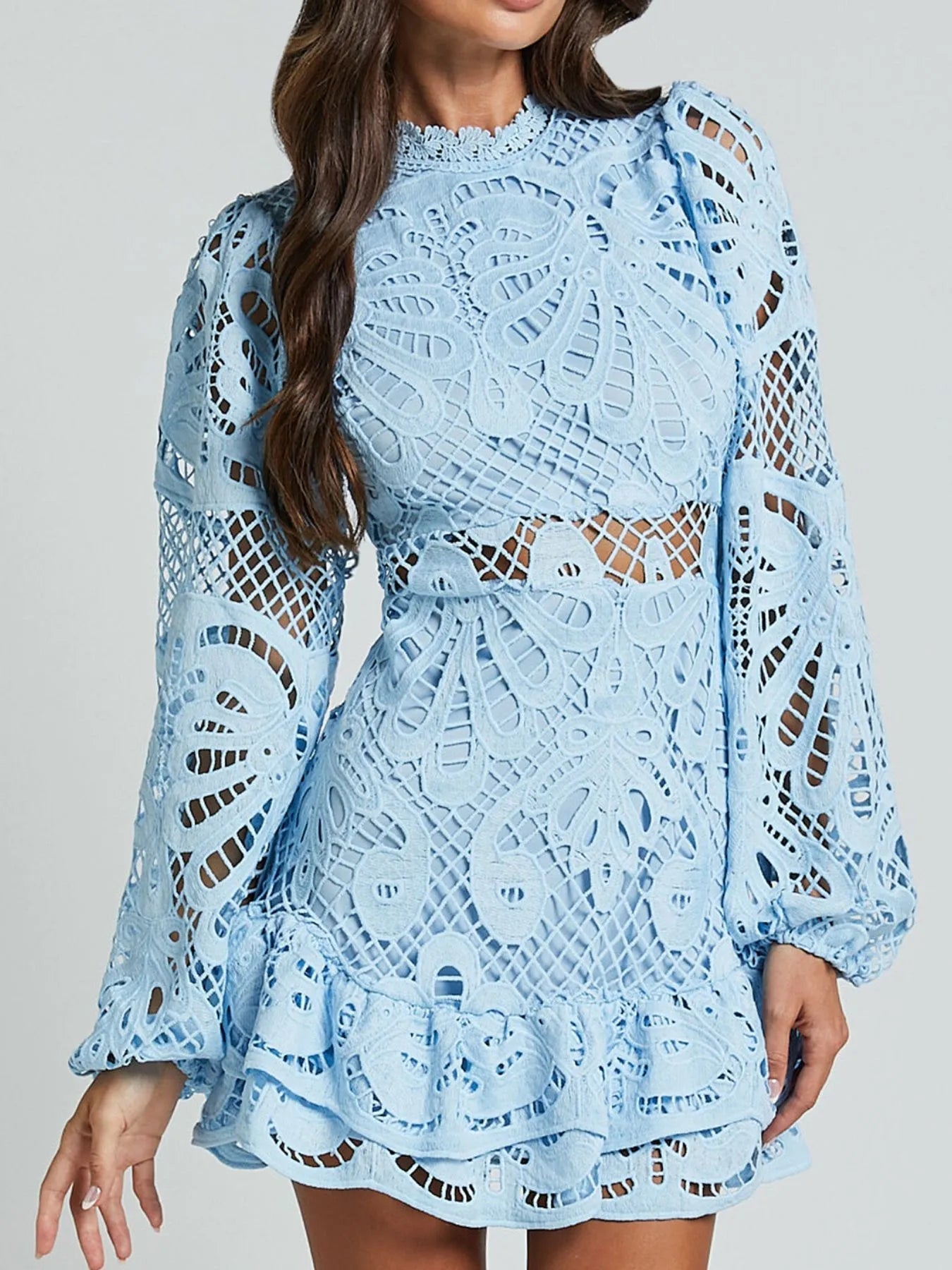 Sara® | Elegant Long-Sleeved Lace Mini Dress