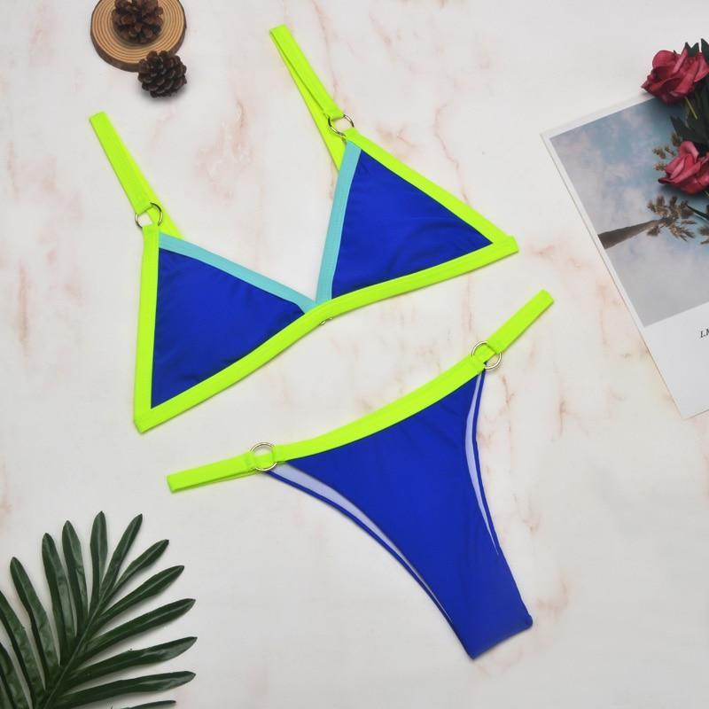 Thelma® | Two-Piece Bikini Swimsuit With Gold Metal Rings And Triangular Cups