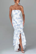 Lindsay® | Sexy off-shoulder maxi dress with a slim fit and irregular hem