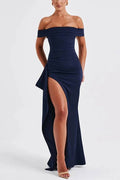 Leah® | Off-the-shoulder maxi dress with a high slit