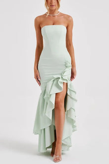 Lindsay® | Sexy off-shoulder maxi dress with a slim fit and irregular hem