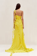 Paulina® | Maxi Chiffon Dress With One-Shoulder Straps And Ruffles