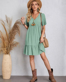 Adriana® | Vintage Dress With V-Neck & Lace Design