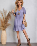Adriana® | Vintage Dress With V-Neck & Lace Design