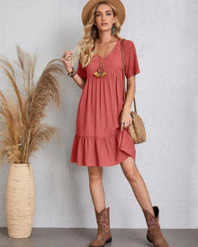 Adriana® | Vintage Dress With V-Neck & Lace Design