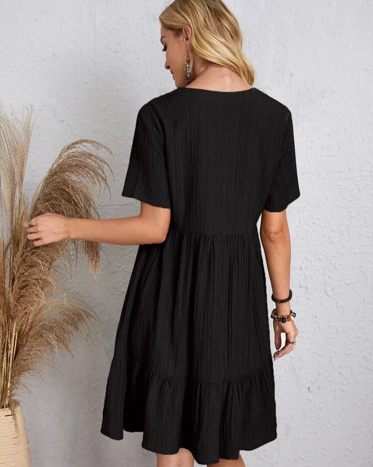 Adriana® | Vintage Dress With V-Neck & Lace Design
