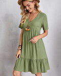 Adriana® | Vintage Dress With V-Neck & Lace Design