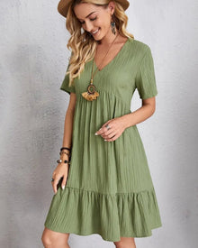 Adriana® | Vintage Dress With V-Neck & Lace Design