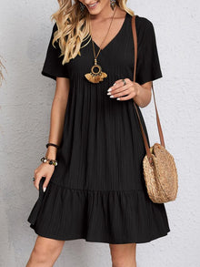 Adriana® | Vintage Dress With V-Neck & Lace Design
