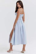 Clara® | Embroidered Lace Corset-Style Midi Dress