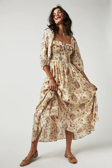 Ariadna® | Printed midi dress with ruched bodice and ruffles