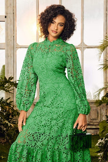 Florencia® | Flared Maxi Dress With Embroidered Lace