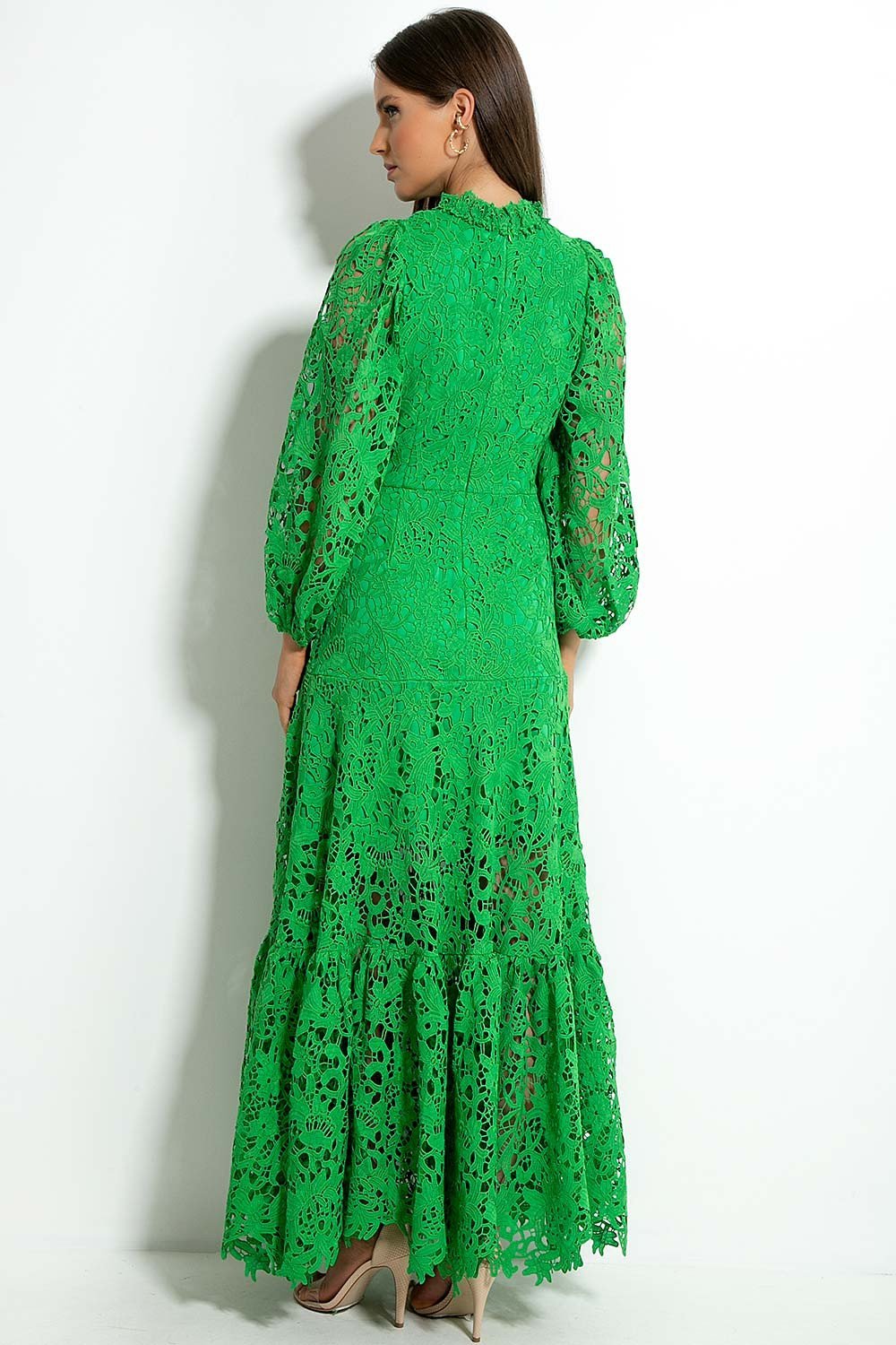Florencia® | Flared Maxi Dress With Embroidered Lace