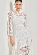 Florencia® | Flared Maxi Dress With Embroidered Lace