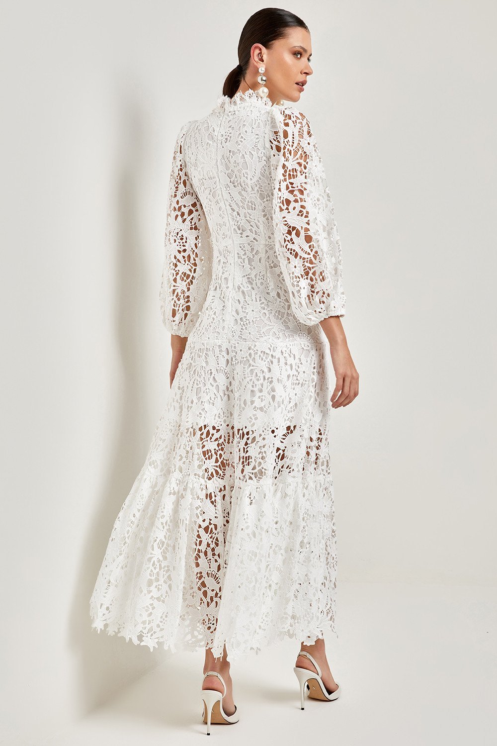 Florencia® | Flared Maxi Dress With Embroidered Lace