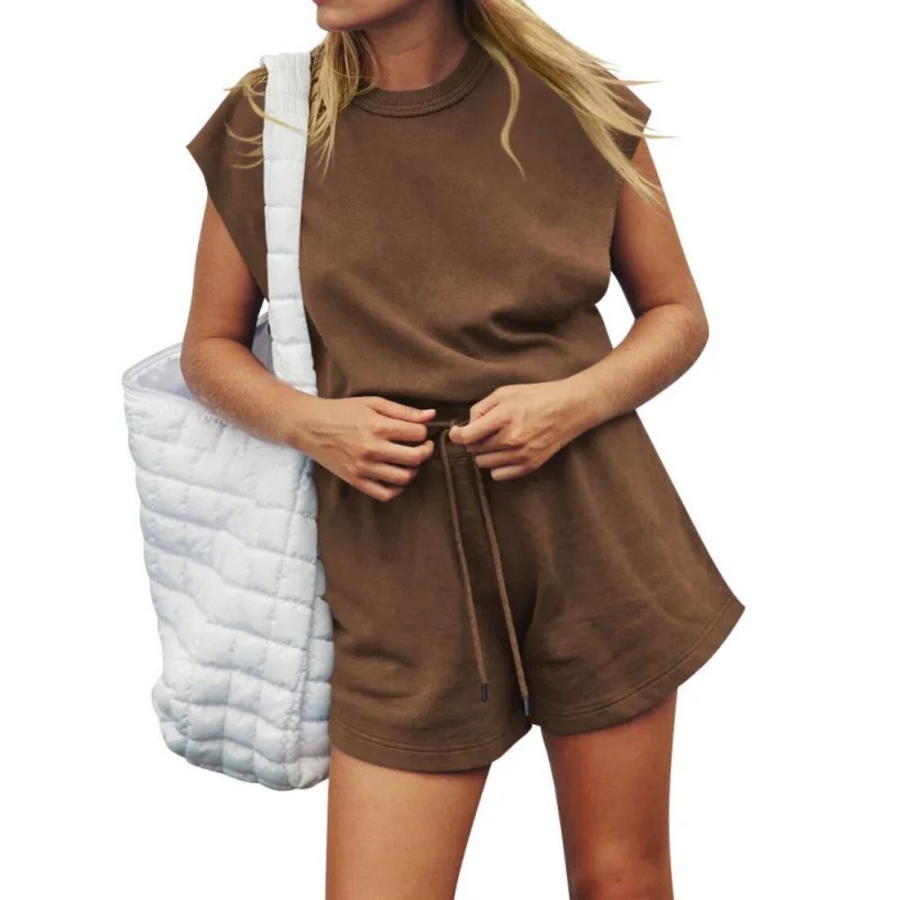 Lily Summer Backless Drawstring Shorts Jumpsuit