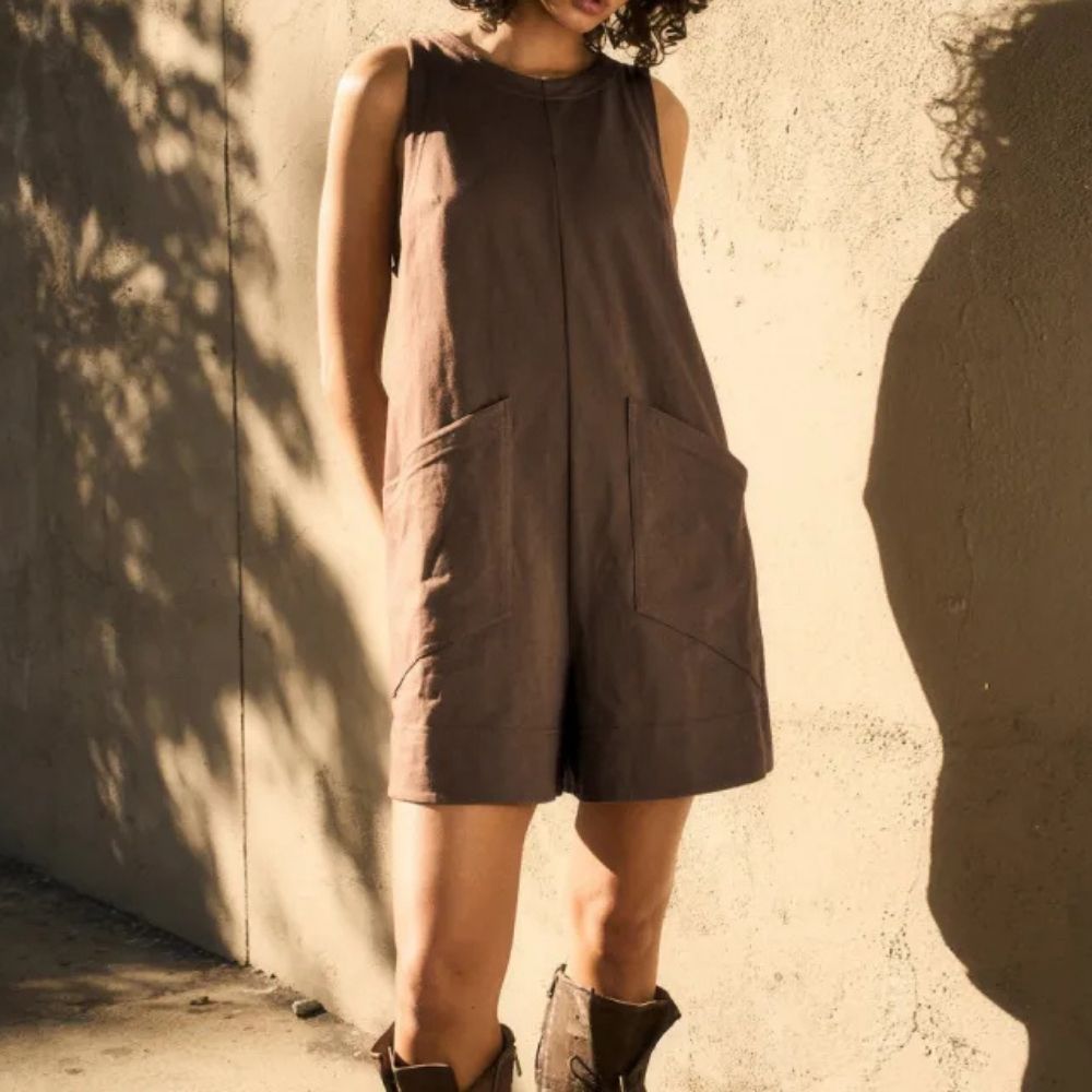 Chloe Solid Color Cargo Shorts Jumpsuit with Pockets