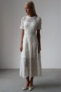 Mónica® | Midi Knit Dress With Lace Embroidery