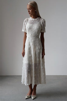 Mónica® | Midi Knit Dress With Lace Embroidery
