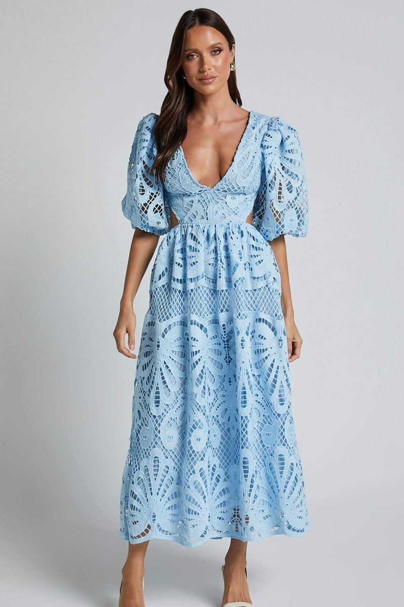 Susana® | Midi Dress With Cut-Outs And Lace Embroidery