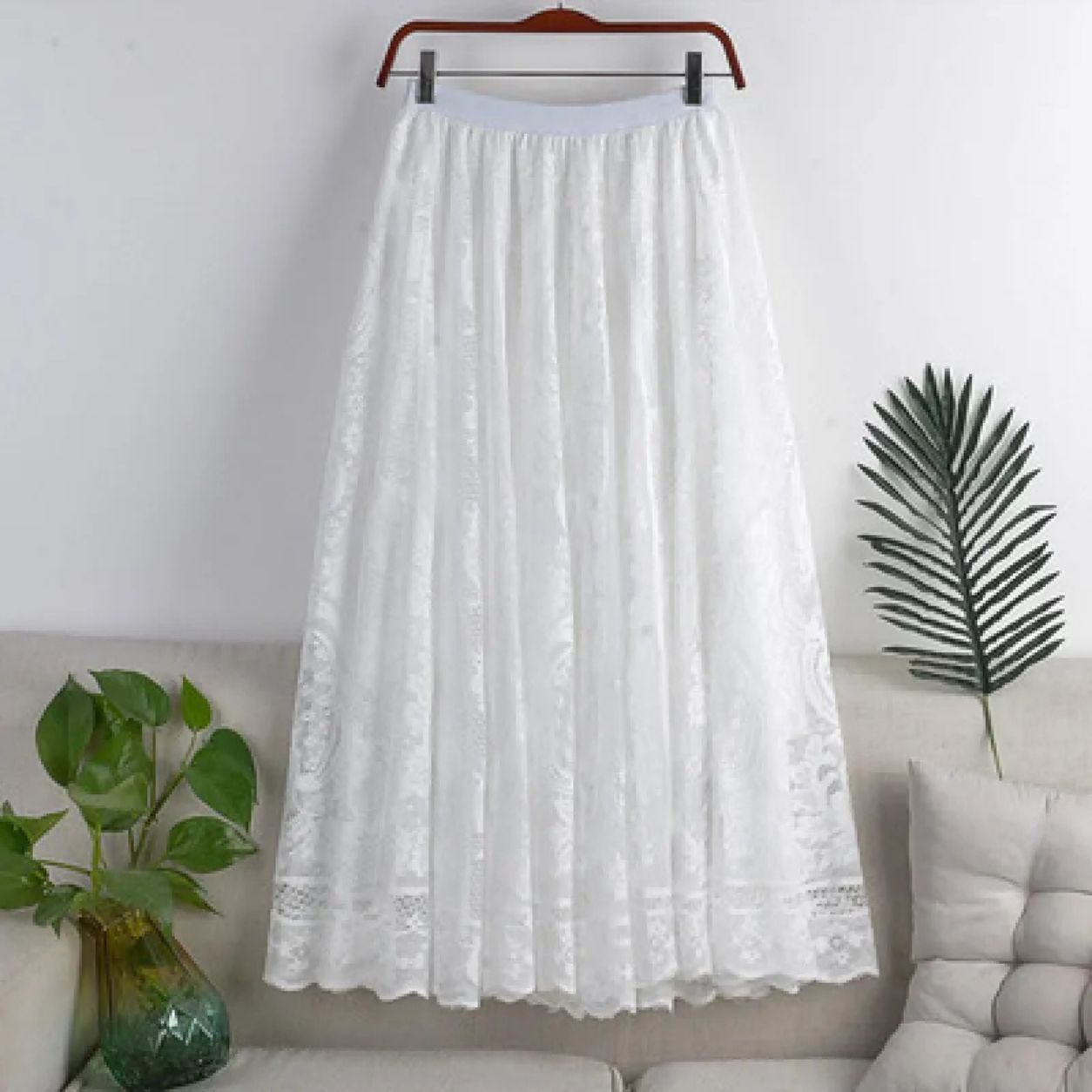 Ophelia Lace Pleated Midi Skirt