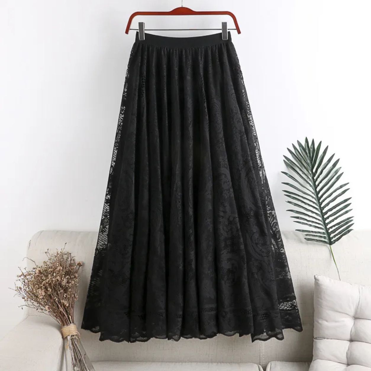 Ophelia Lace Pleated Midi Skirt