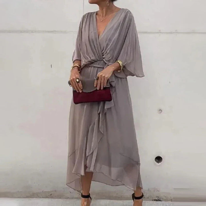 Natasha® | Midi Dress With V-Neckline And Loose Sleeves