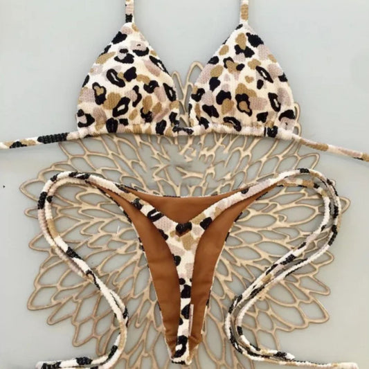 Cassia | Leopard Lace-Up Bikini Set