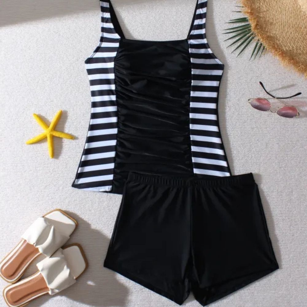 Eliana | Women’s Vacation Tankini Set – Conservative Split Boxer Swimwear
