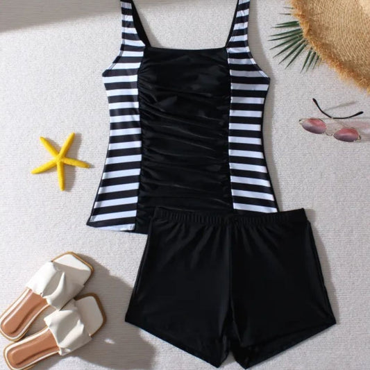 Eliana | Women’s Vacation Tankini Set – Conservative Split Boxer Swimwear