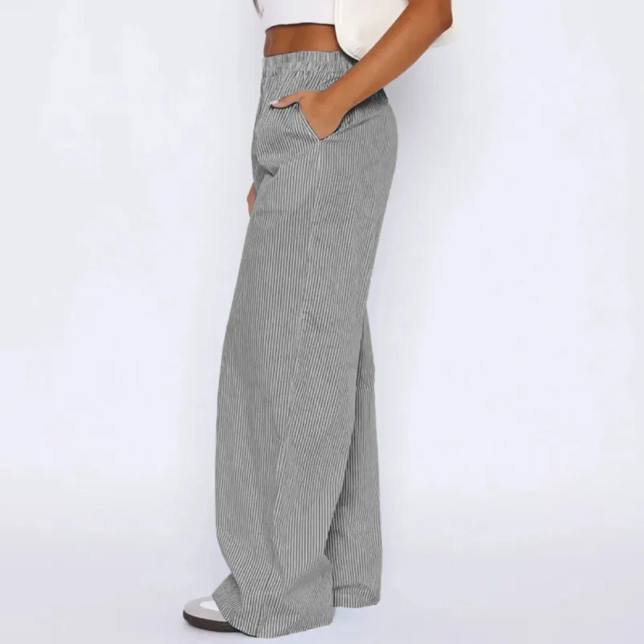 Helena Striped Wide-Leg Trouser