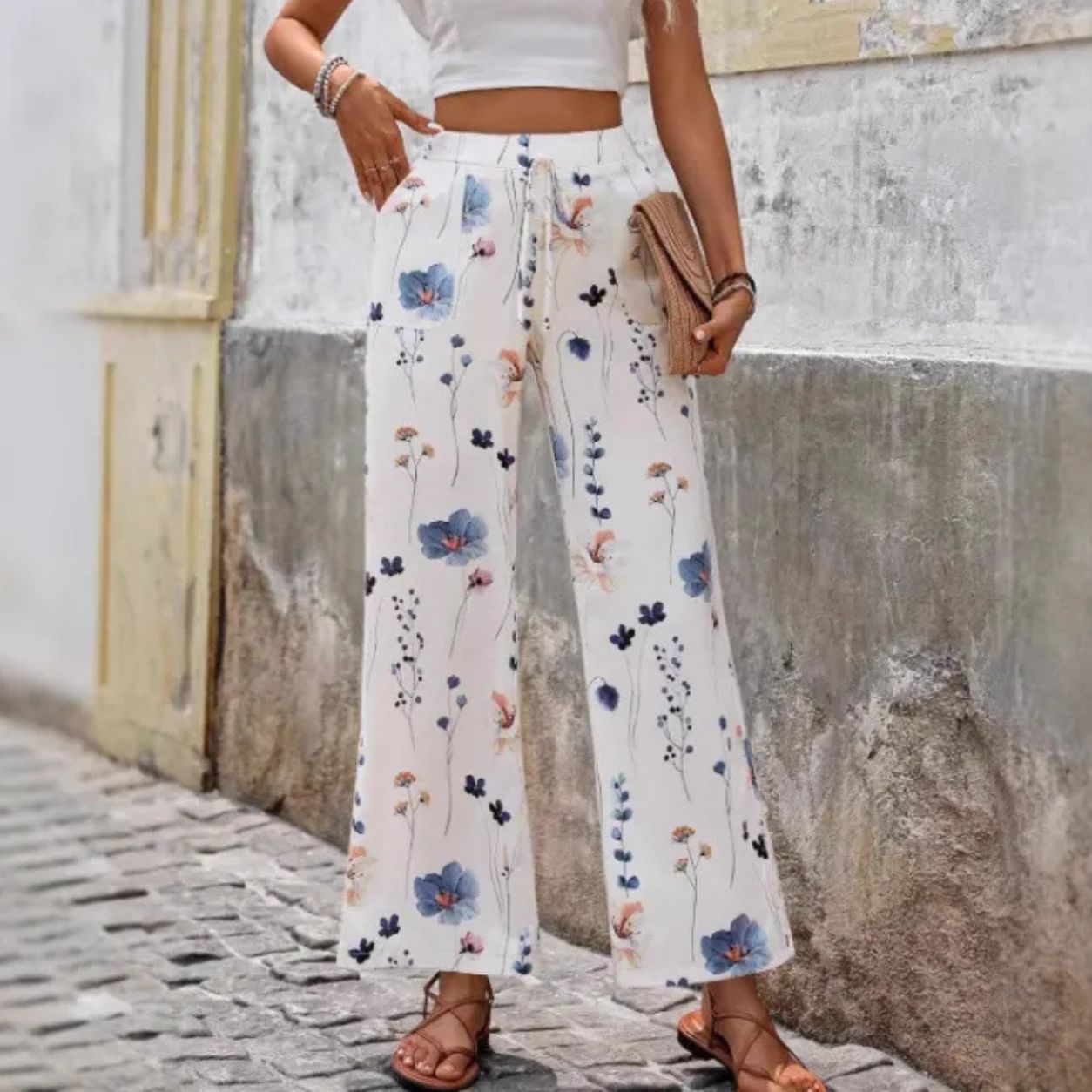 Serena Floral Wide-Leg Trousers