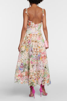 Teodora® | Purple Lace Midi Dress With Floral Embroidery